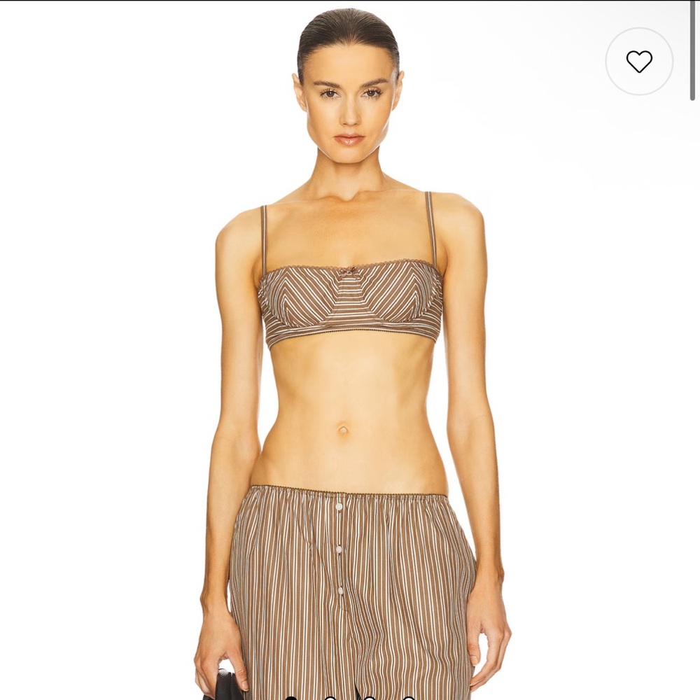 Helsa Pinstripe Poplin Bra in Brown & Cream Stripe